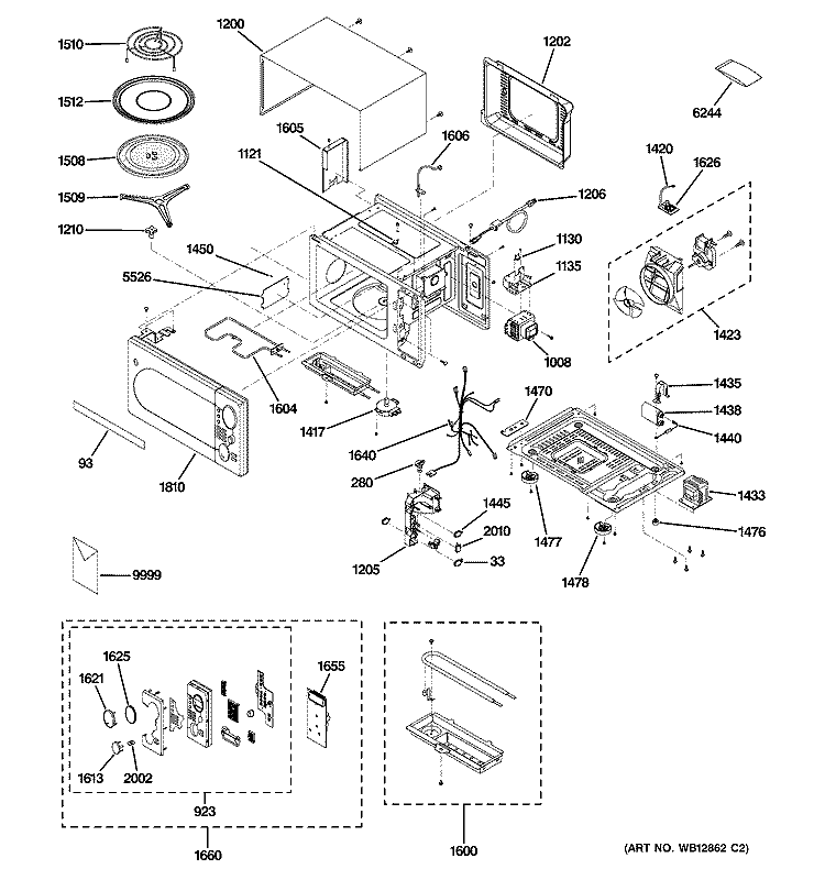 MICROWAVE Diagram and Parts List for JES1288SH02  General Electric Microwave