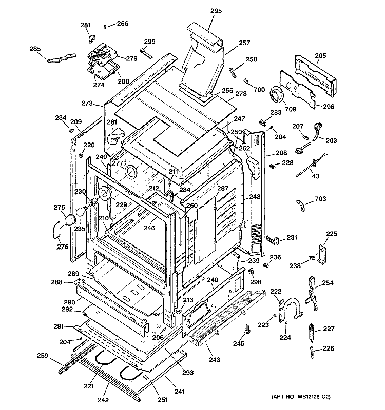 BODY PARTS Diagram and Parts List for JGBP79BEB5BB  General Electric Range