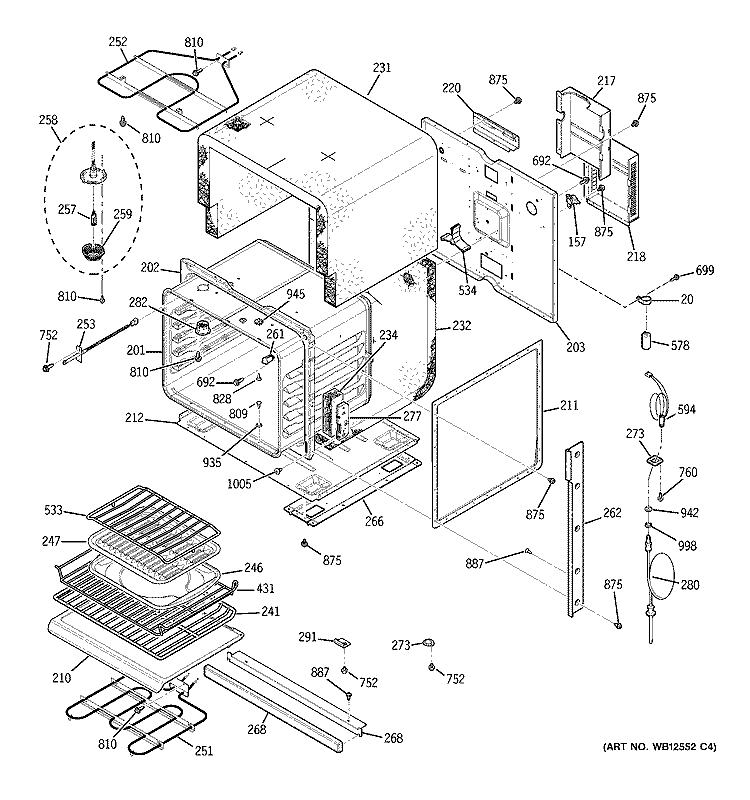 BODY PARTS Diagram and Parts List for JK915CF5CC  General Electric Wall Oven
