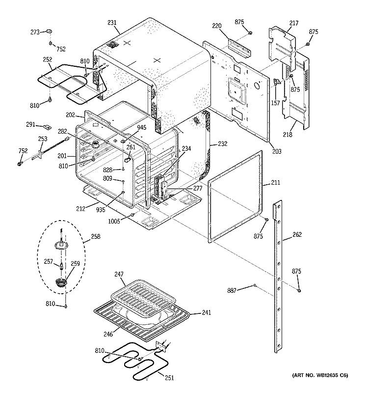 UPPER BODY Diagram and Parts List for JKP48CF5CC  General Electric Wall Oven