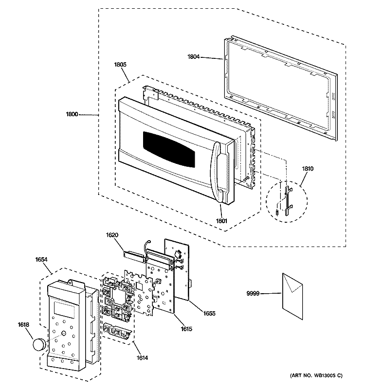 CONTROL PANEL & DOOR PARTS Diagram and Parts List for SCA1000HBB01  General Electric Microwave