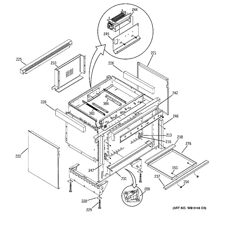 STRUCTURE Diagram and Parts List for ZDP36L4RH1SS  General Electric Range
