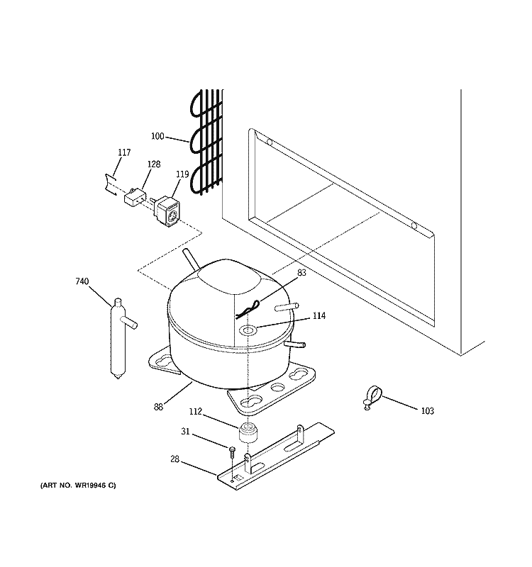UNIT PARTS Diagram and Parts List for FCM15DPEWH  General Electric Freezer