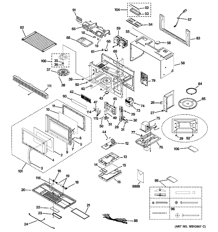 MICROWAVE Diagram and Parts List for JVM1440LK02  General Electric Microwave