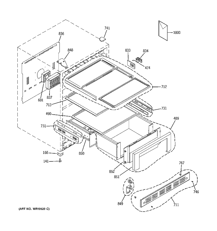 CABINET & SHELVES Diagram and Parts List for ZIFI240PALII  General Electric Wine and Beverage Cooler