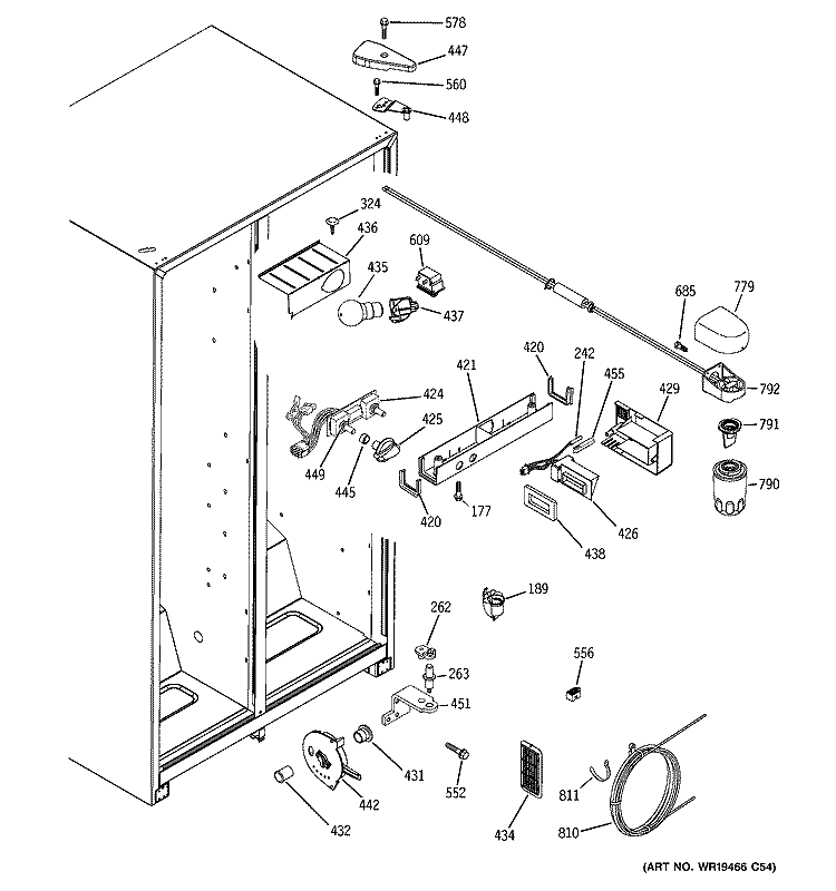 FRESH FOOD SECTION Diagram and Parts List for GSL25IFRJBS  General Electric Refrigerator