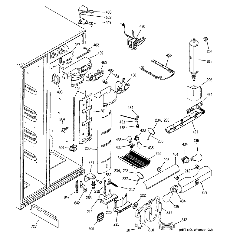 FRESH FOOD SECTION Diagram and Parts List for PSG25SGMFCBS  General Electric Refrigerator