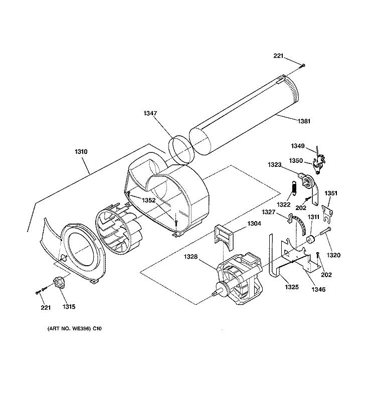 MOTOR Diagram and Parts List for DCCH43EF0WW  General Electric Dryer