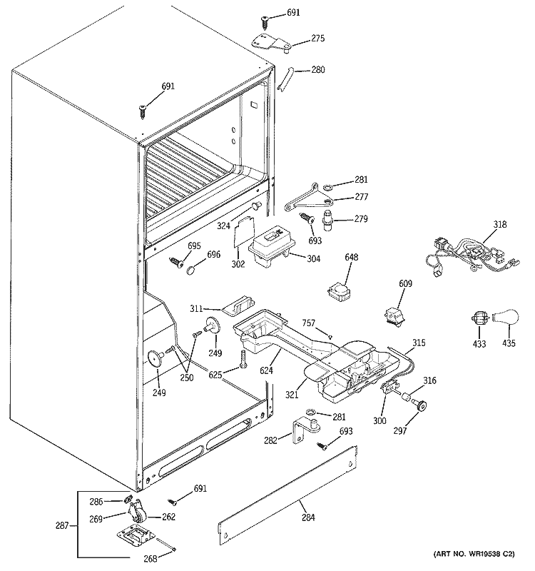 FRESH FOOD SECTION Diagram and Parts List for HTS18BCPJRWW  Hotpoint Refrigerator