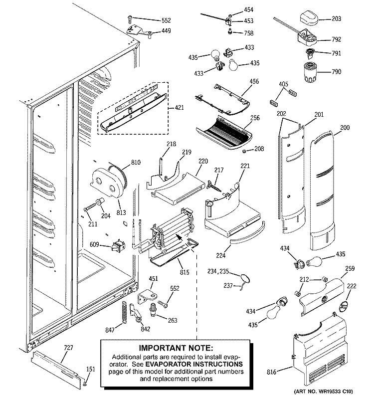 FRESH FOOD SECTION Diagram and Parts List for PSC25MSTASS  General Electric Refrigerator