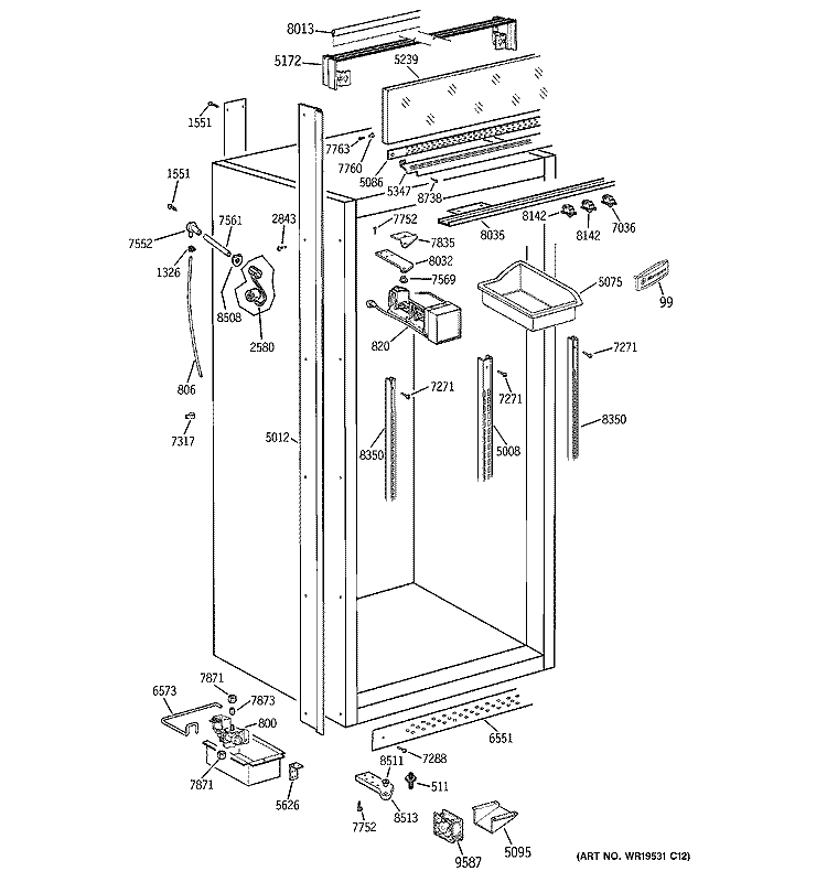 CABINET PARTS 2 Diagram and Parts List for ZIFS36NMILH  General Electric Freezer