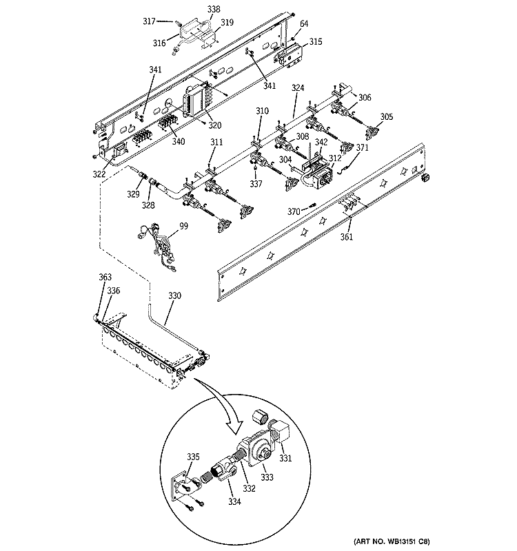 MANIFOLD ASSEMBLY Diagram and Parts List for ZDP36L4RH2SS  General Electric Range