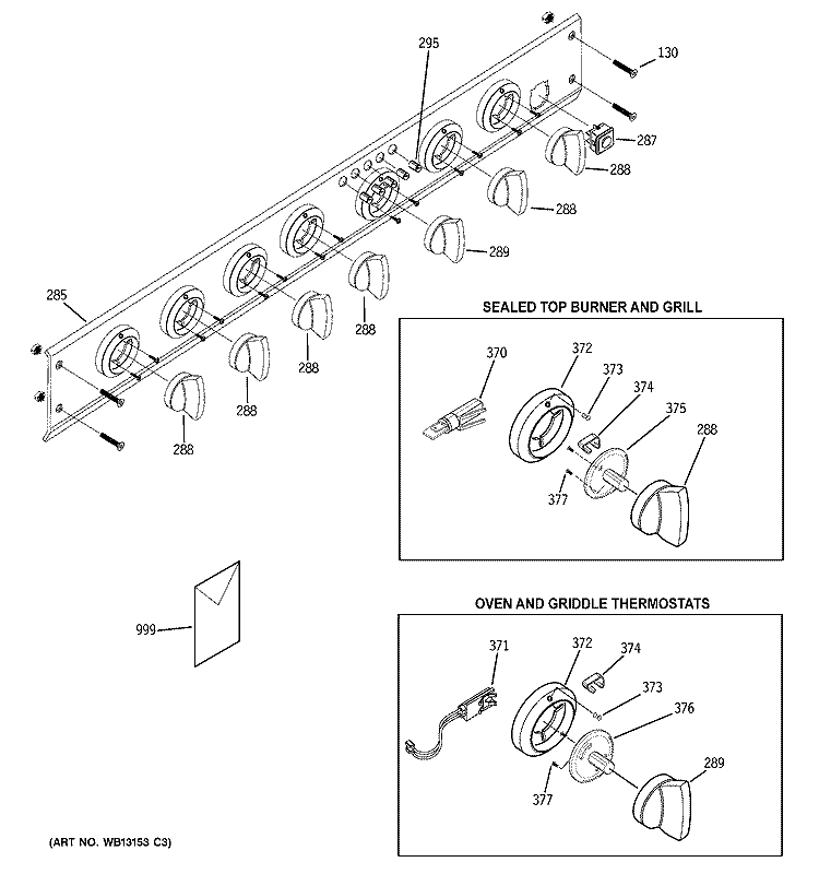 CONTROL PANEL Diagram and Parts List for ZDP36L6H2SS  General Electric Range