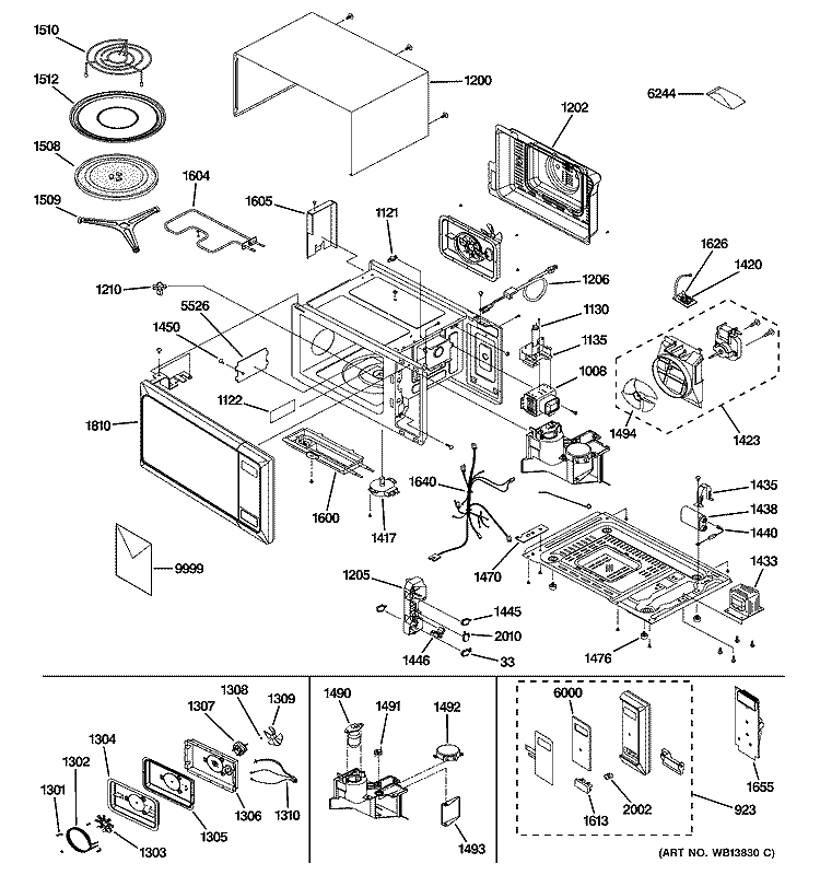 MICROWAVE Diagram and Parts List for JES1290ML01  General Electric Microwave