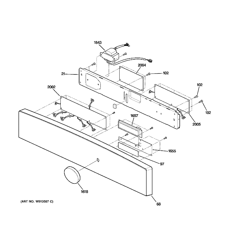 CONTROL PANEL Diagram and Parts List for SCB1000KCC02  General Electric Microwave Oven Combo