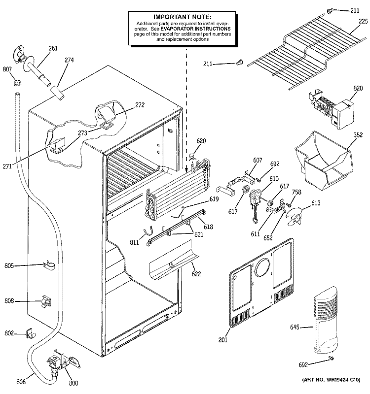 FREEZER SECTION Diagram and Parts List for DTL18ICSURBS  General Electric Refrigerator