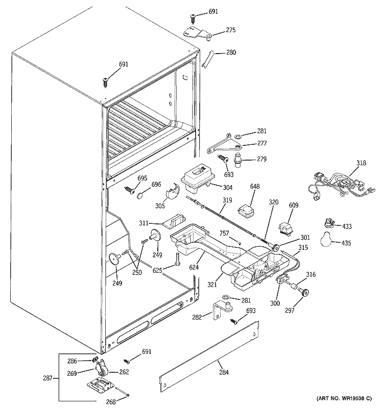 FRESH FOOD SECTION Diagram and Parts List for DTS18ICRJRBB  General Electric Refrigerator