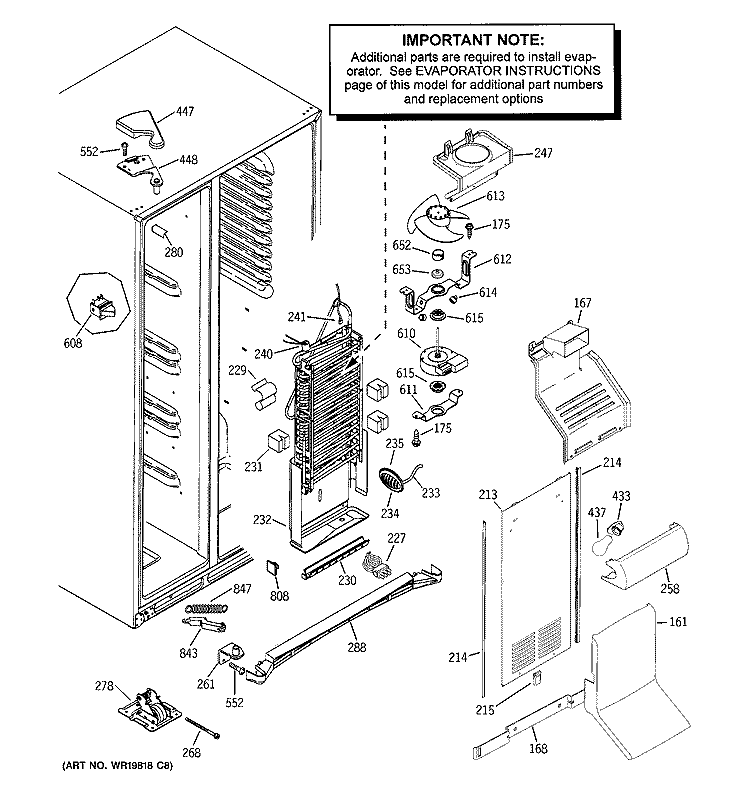 FREEZER SECTION Diagram and Parts List for PSS23MSTASS  General Electric Refrigerator