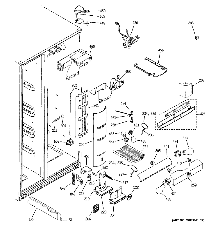 FRESH FOOD SECTION Diagram and Parts List for GSK25LCSACCC  General Electric Refrigerator