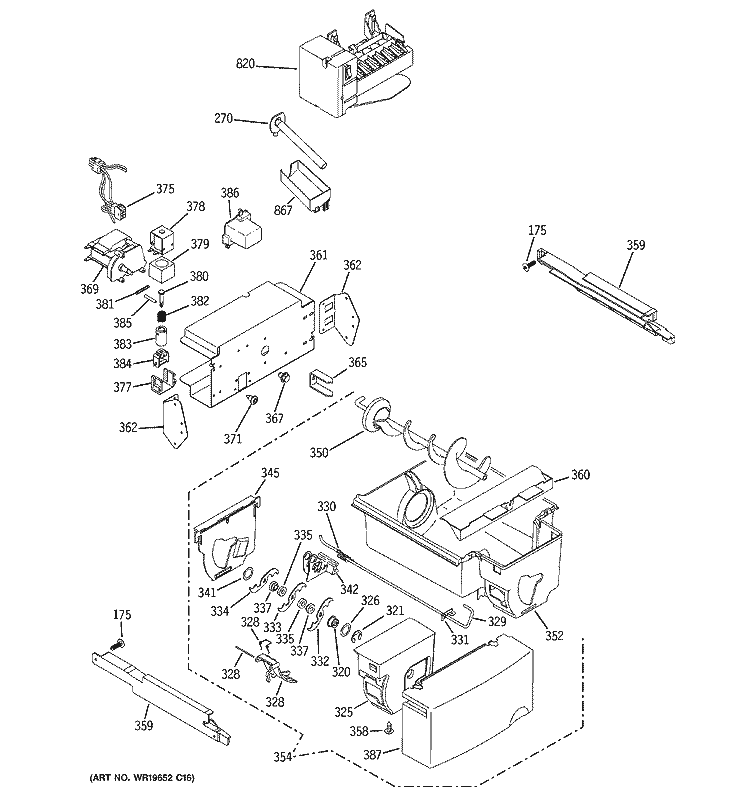 ICE MAKER & DISPENSER Diagram and Parts List for GCL22QGTASV  General Electric Refrigerator