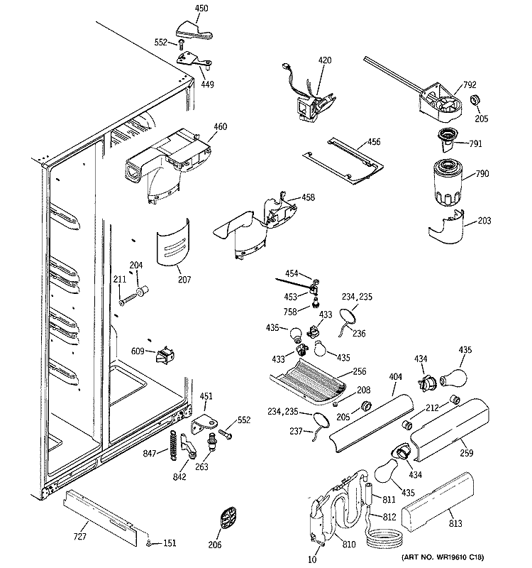 FRESH FOOD SECTION Diagram and Parts List for GCL22QGTASV  General Electric Refrigerator
