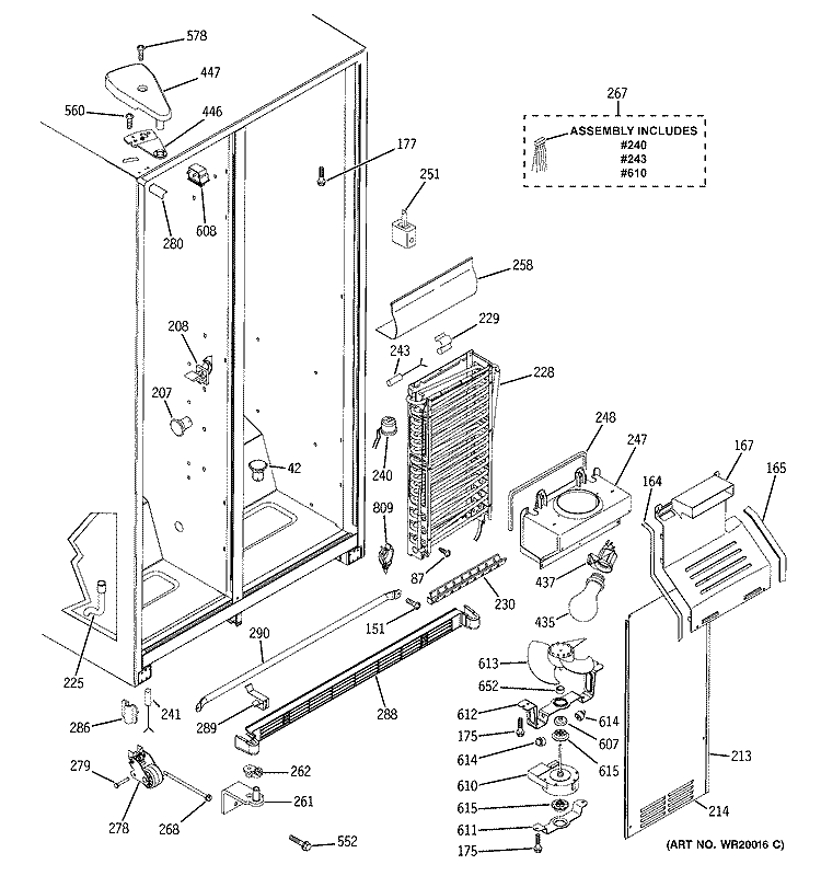 FREEZER SECTION Diagram and Parts List for SSH25KFRFWW  General Electric Refrigerator