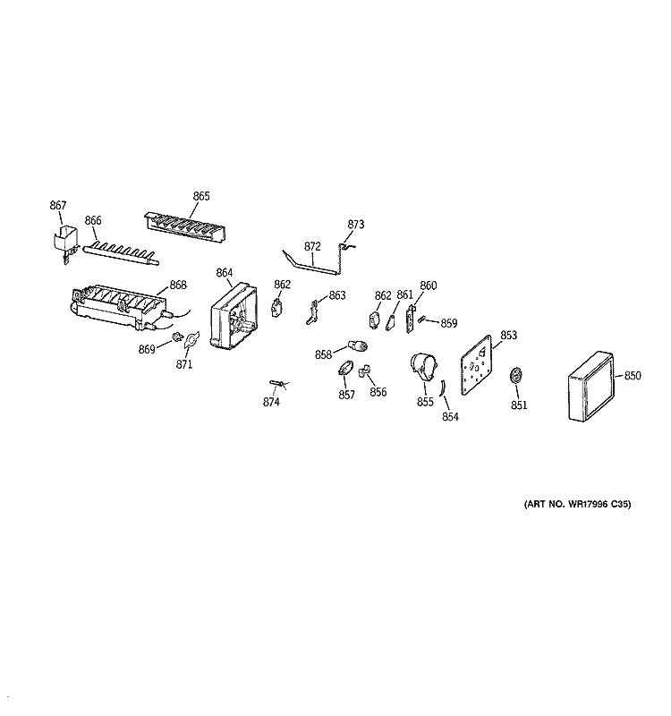 ICE MAKER Diagram and Parts List for HTM17GCSERSA  Hotpoint Refrigerator
