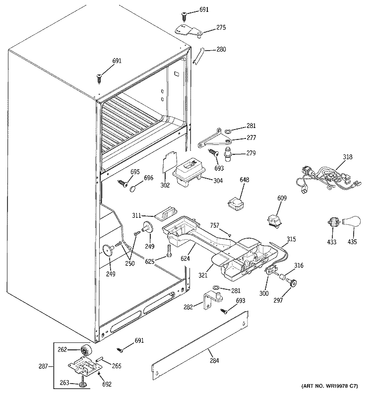 FRESH FOOD SECTION Diagram and Parts List for HTS18ICSURBB  Hotpoint Refrigerator