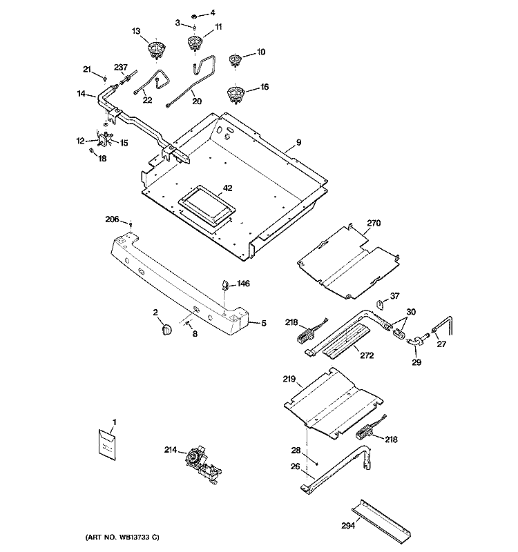 GAS & BURNER PARTS Diagram and Parts List for JGBP85CEJ3CC  General Electric Range