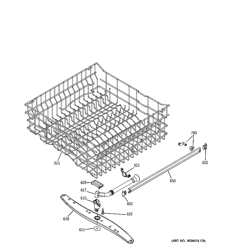 UPPER RACK ASSEMBLY Diagram and Parts List for GLD4100M00CC  General Electric Dishwasher