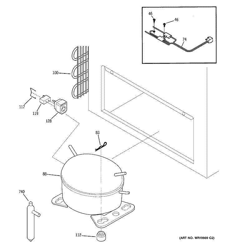 UNIT PARTS Diagram and Parts List for FCM9DMDWH  General Electric Freezer