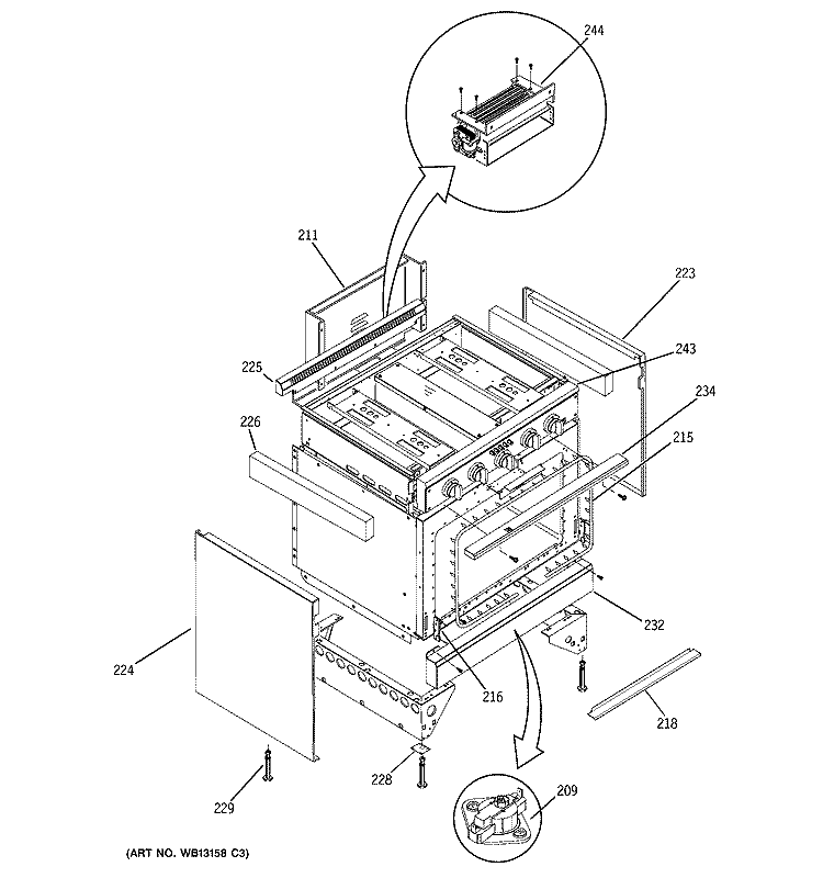 STRUCTURE Diagram and Parts List for ZDP30N4H3SS  General Electric Range