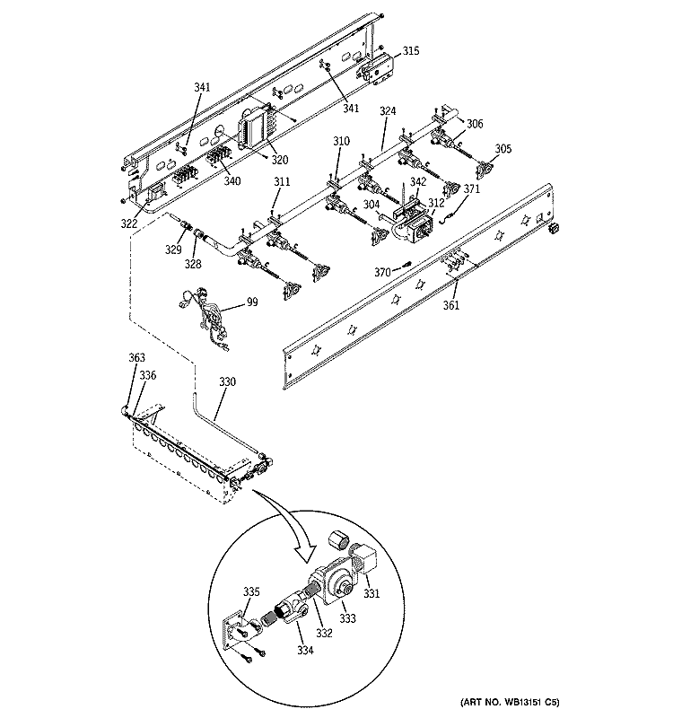MANIFOLD ASSEMBLY Diagram and Parts List for ZDP36N6H3SS  General Electric Range