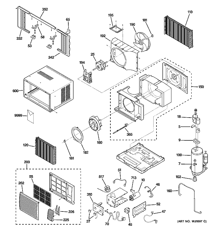 ROOM AIR CONDITIONER Diagram and Parts List for ADV12AAG1  General Electric Air Conditioner