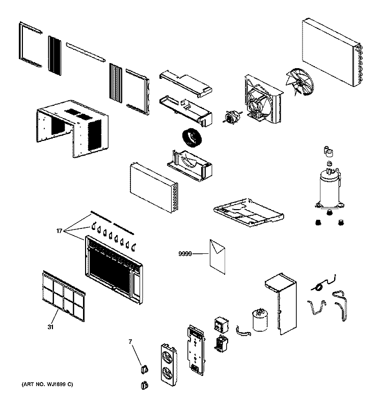 ROOM AIR CONDITIONER Diagram and Parts List for ATV05LJW1  General Electric Air Conditioner