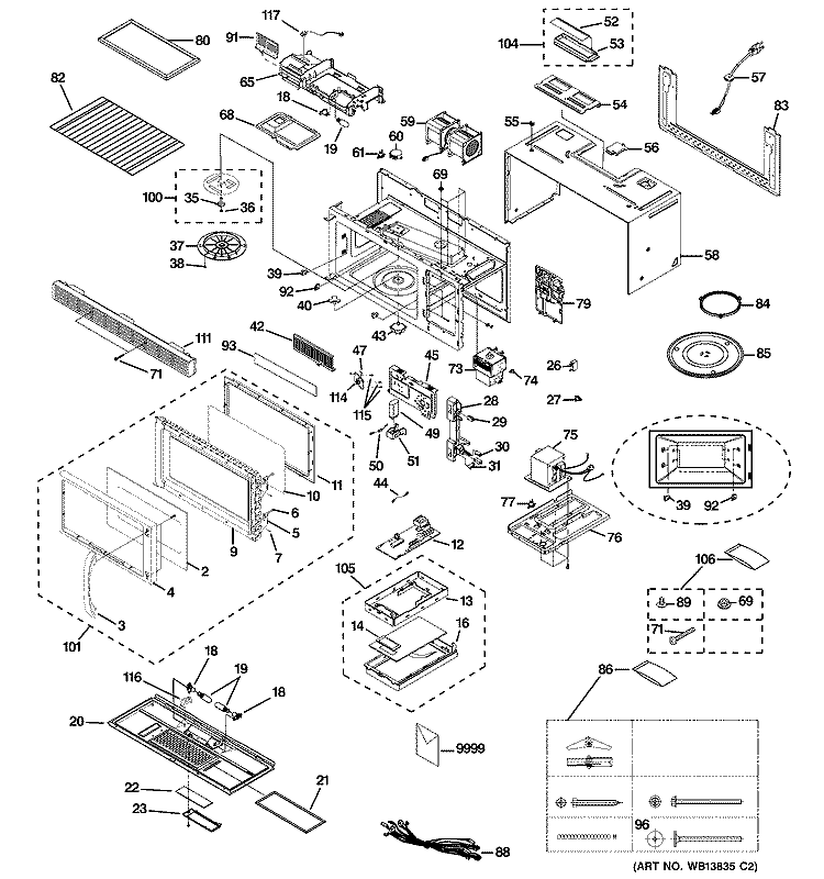 MICROWAVE Diagram and Parts List for JVM1650BH05  General Electric Microwave