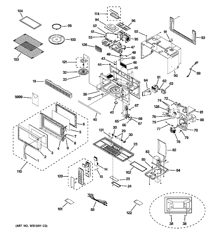 MICROWAVE Diagram and Parts List for EMO4000JBB04  General Electric Microwave
