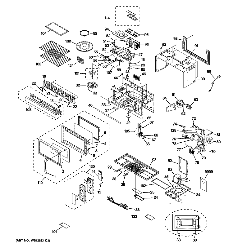 MICROWAVE Diagram and Parts List for JVM1871SK02  General Electric Microwave