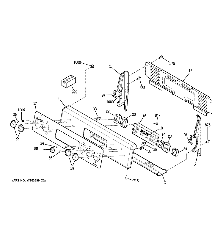 CONTROL PANEL Diagram and Parts List for EER3001K02SS  General Electric Range