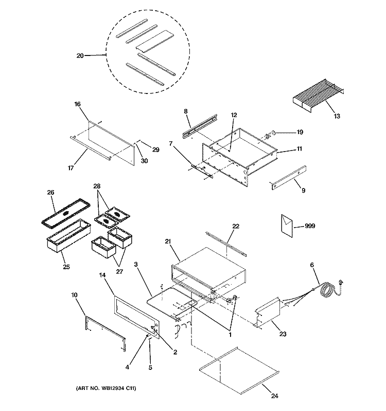 WARMING DRAWER Diagram and Parts List for ZTD910BF2BB  General Electric Warming Drawer