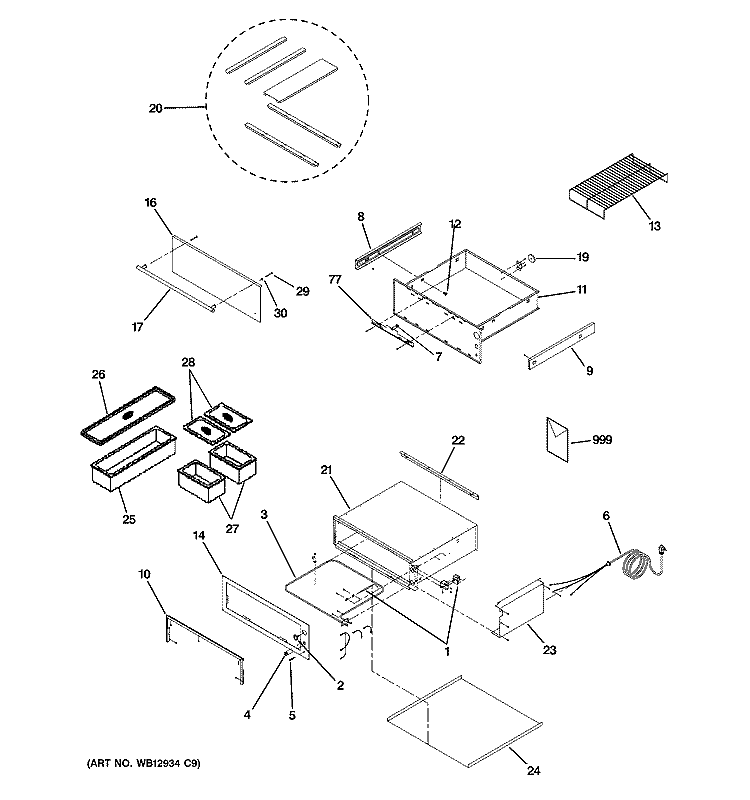 WARMING DRAWER Diagram and Parts List for ZTD910SF2SS  General Electric Warming Drawer