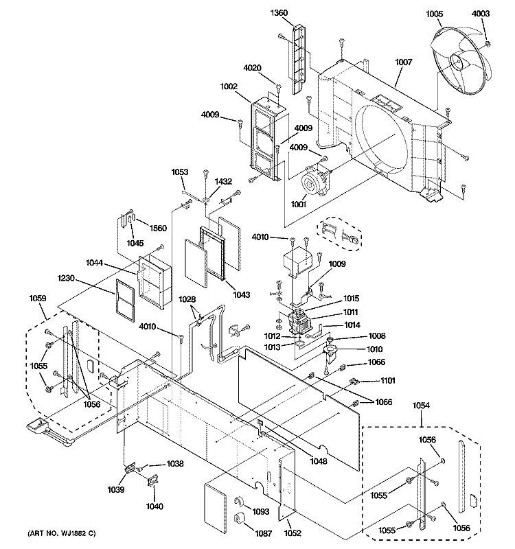 BASE & CHASSIS PARTS Diagram and Parts List for AZ58H09EADM1  General Electric Air Conditioner