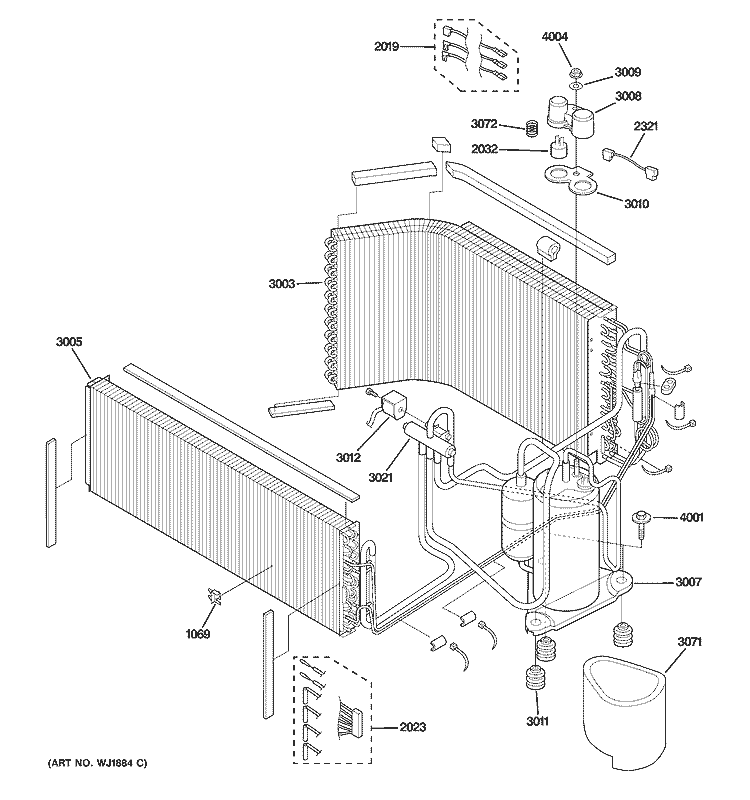 UNIT PARTS Diagram and Parts List for AZ58H09EADM1  General Electric Air Conditioner
