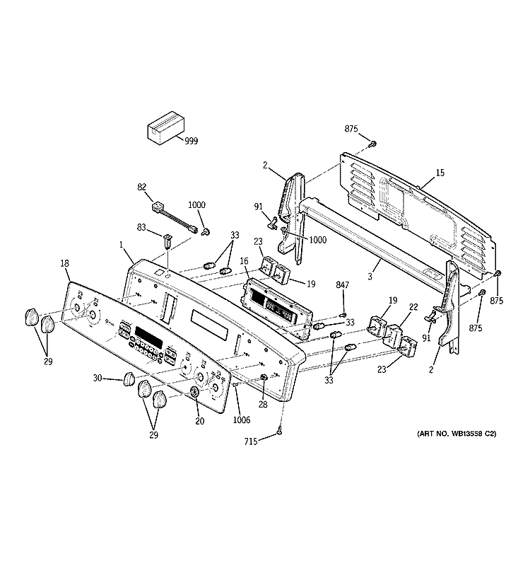 CONTROL PANEL Diagram and Parts List for JCB800WK2WW  General Electric Range