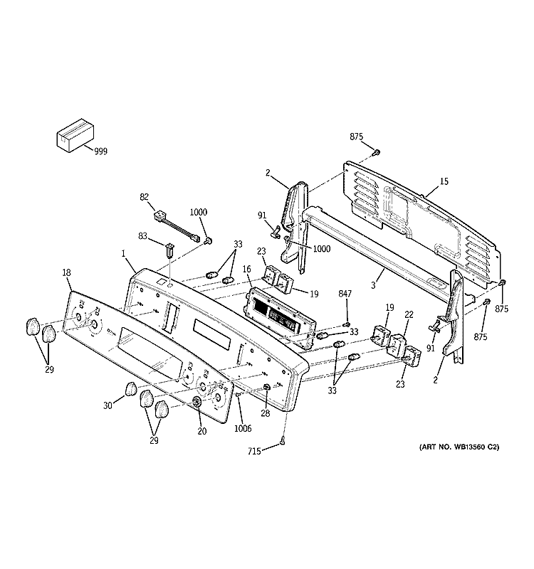 CONTROL PANEL Diagram and Parts List for JCB800SK2SS  General Electric Range