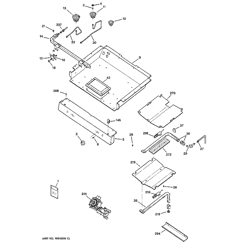 GAS & BURNER PARTS Diagram and Parts List for JGBP32CEJ3CC  General Electric Range