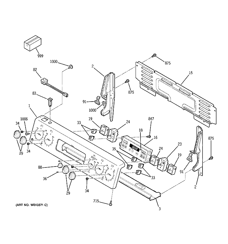 CONTROL PANEL Diagram and Parts List for ECBP82WK2WW  General Electric Range