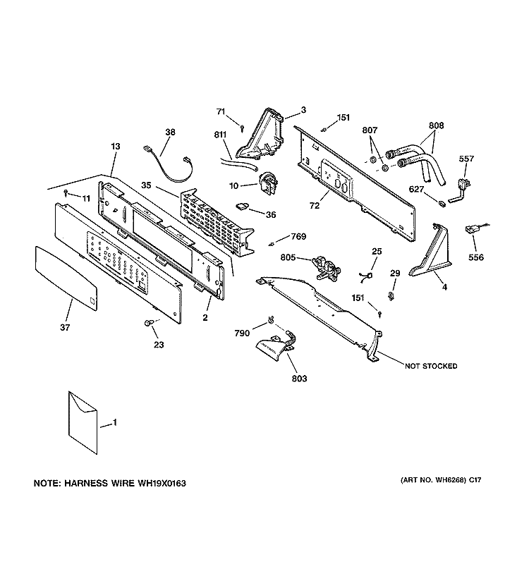 CONTROLS & BACKSPLASH Diagram and Parts List for WPSE7003B9WW  General Electric Washer