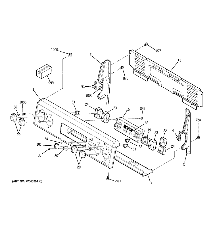 CONTROL PANEL Diagram and Parts List for JBP83HK2BB  General Electric Range