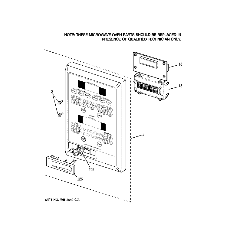 MICROWAVE CONTROL PANEL Diagram and Parts List for JT965SK3SS  General Electric Microwave Oven Combo